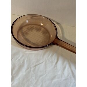 Vintage‎ Vision Corning Amber Glass 7" Skillet Fry Pan Waffle Base France 38 EUC